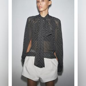 Zara ZW Collection Cape Tie Blouse